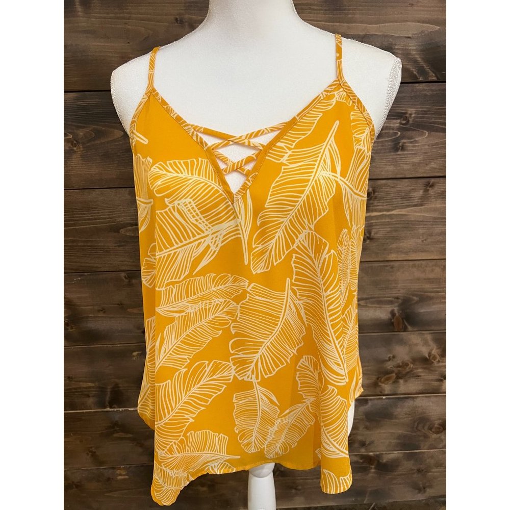 Women’s Mustard Yellow With Feather design Sienna Sky Tank Top - Picture 3 of 5
